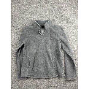 REI Sweater Womens Medium Gray Fleece Pullover Stand Collar Pockets Casual